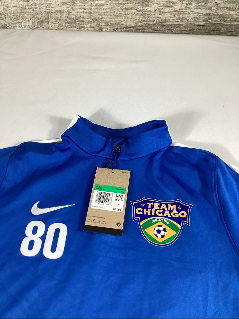 Nike Royal Blue Long Sleeve Soccer Training Top with White Accents